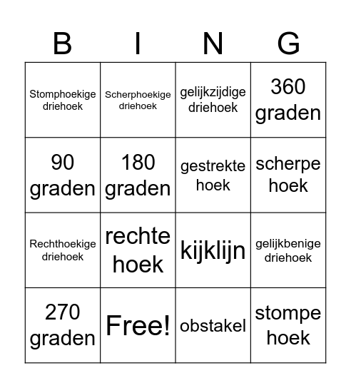 Hoeken en driehoeken Bingo Card