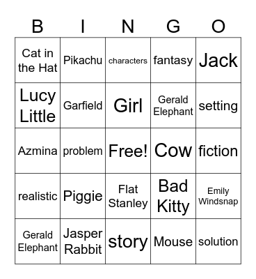 Book Character Day Bingo Card