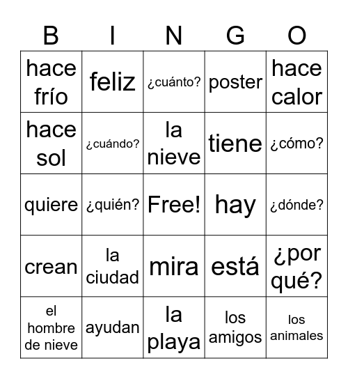 MOVIE TALK-El hombre de nieve (El tiempo) Bingo Card