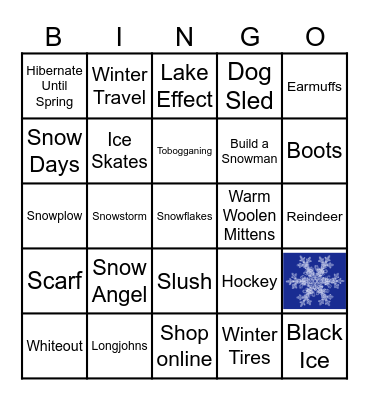 Winter Things Bingo Card