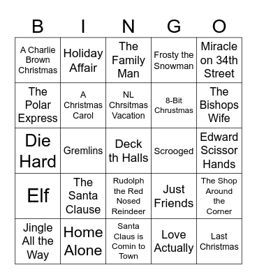 Christmas Movie Bingo Card