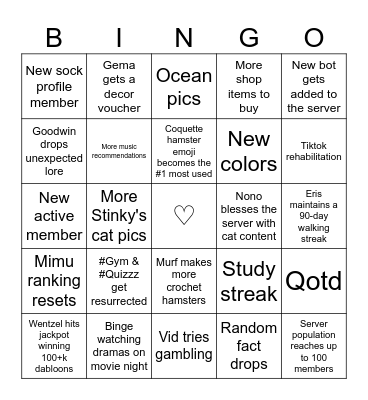 Eris' mugo mugo card Bingo Card