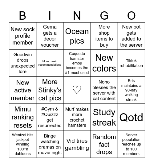 Eris' mugo mugo card Bingo Card