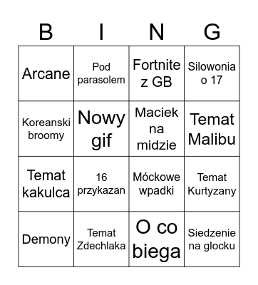 Charakterne Bingo Card
