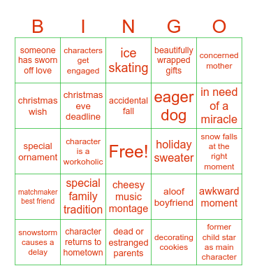 Cheesy Christmas Movies Bingo Card