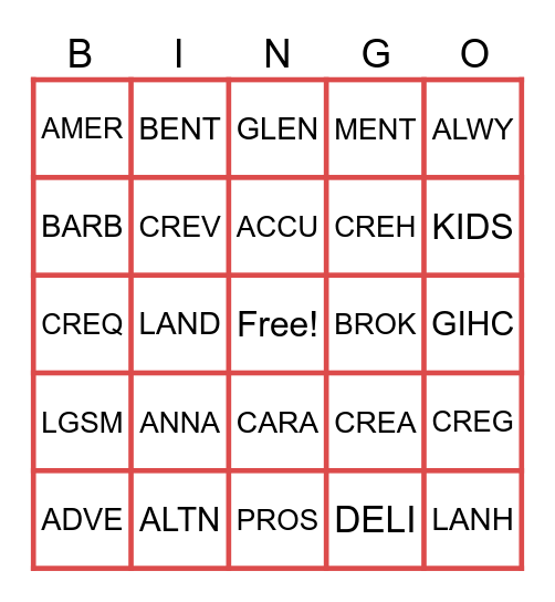 TEAM YATS Bingo Card