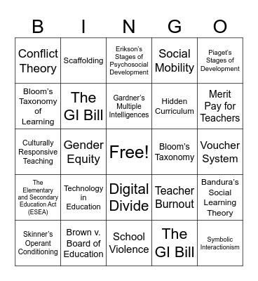 ECE 1001 Bingo Card