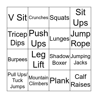 FITNESS BINGO Card
