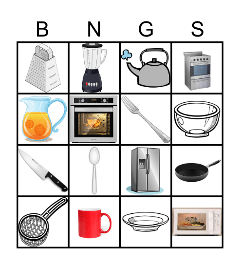 Los utensilios simple Bingo Card