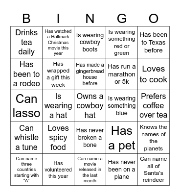 Find someone who Bingo Card
