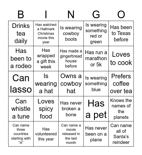 Find someone who Bingo Card