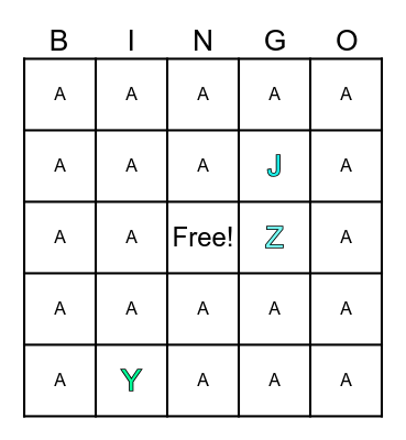 Alphabet Bingo Card