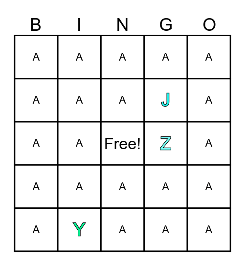Alphabet Bingo Card