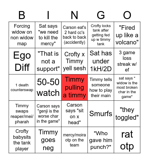 Comp Bingo Card