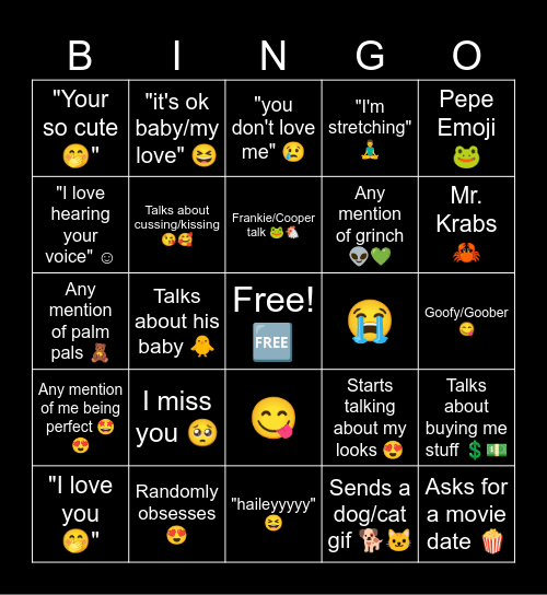 Nico Bingo Card