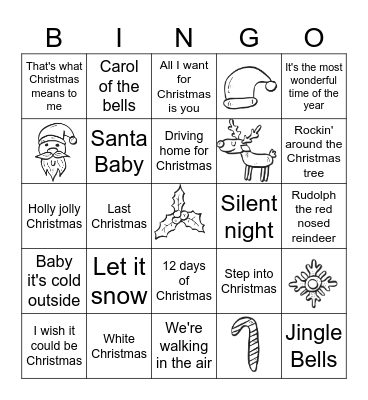 Christmas song bingo Card
