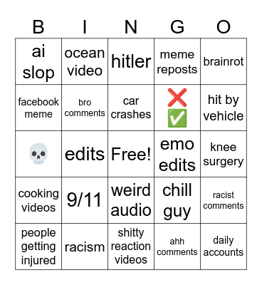 instagram reels Bingo Card