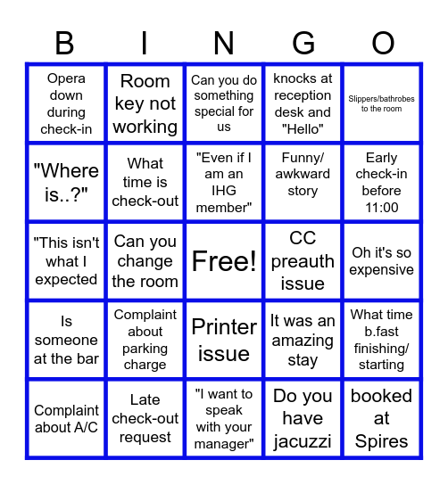 Reception Bingo Card