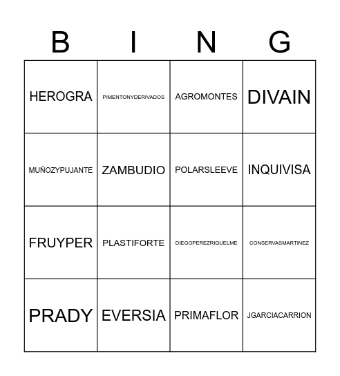 EL BINGO DE LOS CLIENTES Bingo Card