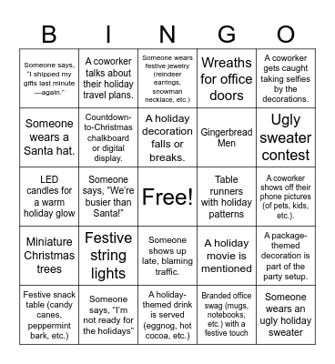 Delivering Holiday Cheer Bingo Card