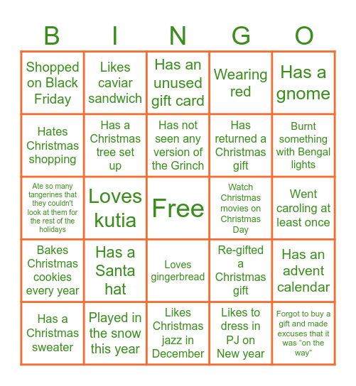 Christmas Bingo Card