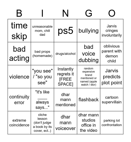 Dhar Mann Bingo v4 Bingo Card