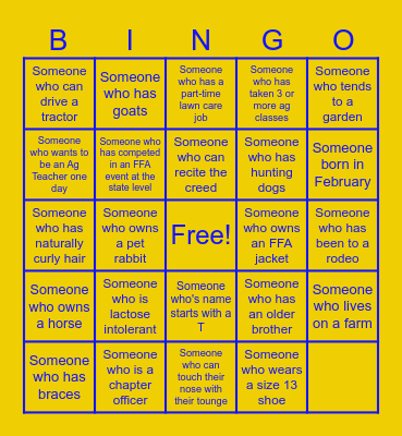 FLC FFA Bingo Card