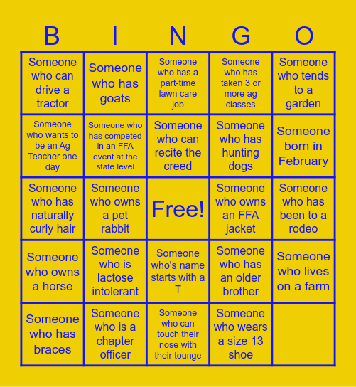 FLC FFA Bingo Card