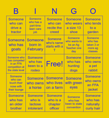 FLC FFA Bingo Card