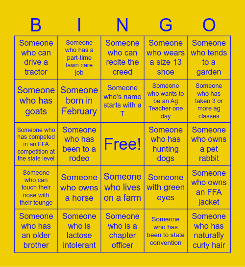 FLC FFA Bingo Card