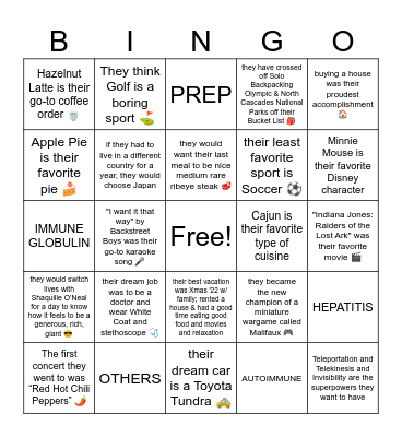 Find me Bingo Card