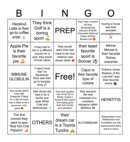 Find me Bingo Card