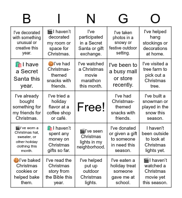 Christmas BINGO Card
