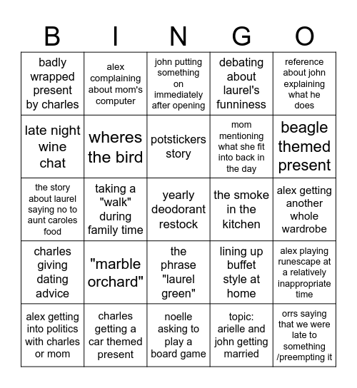 christmas bingo Card