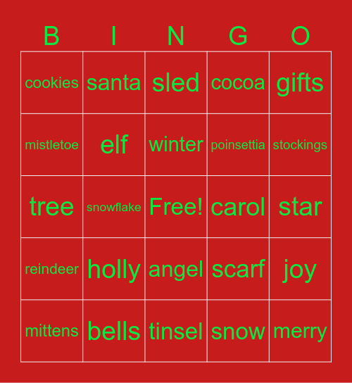 Holiday Bingo Card