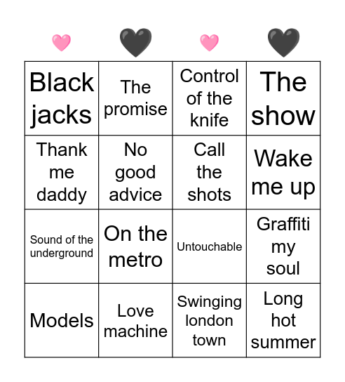 Ga songs you’ve seen live🩷 Bingo Card