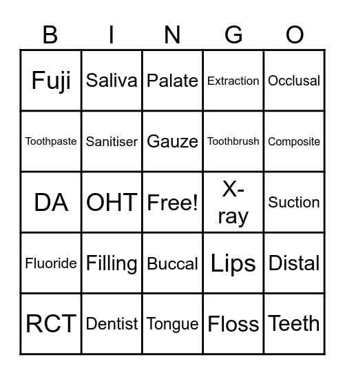 Dental Bingo Card