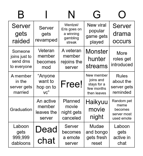 Untitled Bingo Card