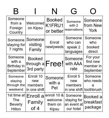 Hhonors Enrollment Bingo Card
