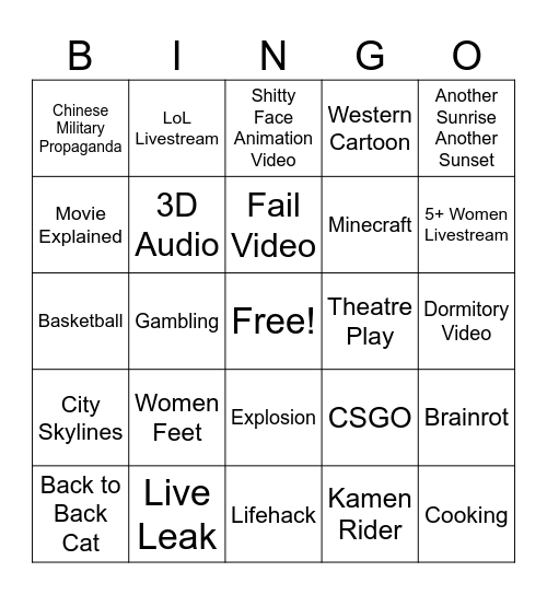 Douyin Bingo 3 Bingo Card