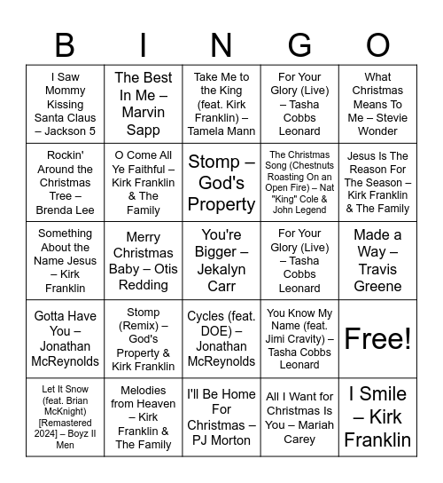 CHRISTMAS Bingo Card