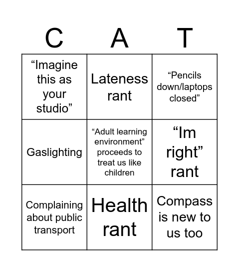 Cat bingo Card