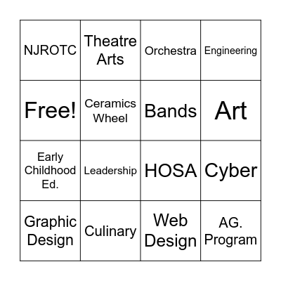 8th Grade Tour of CHS Bingo Card