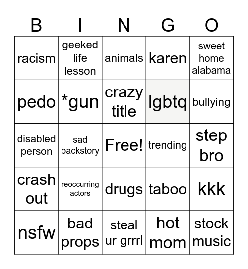 t & t bingo Card