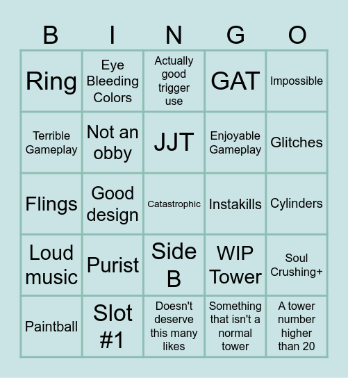 Tower Creator Bingo Card