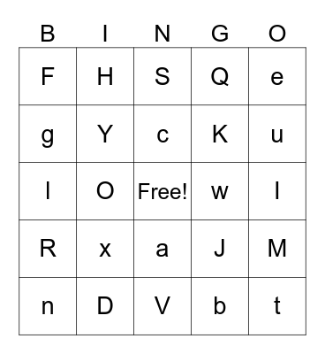 Alphabet Bingo Card