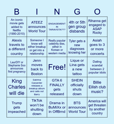 2025 Bingo Card Bingo Card