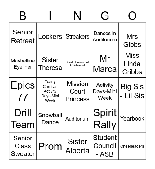 2024 Epic 77 Christmas Luncheon Bingo Card