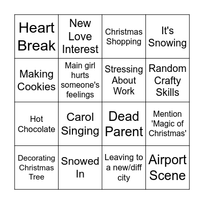 Hallmark Christmas Movie Bingo Card