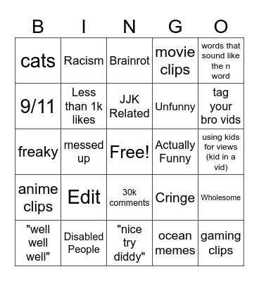 INSTAGRAM BINGO Card